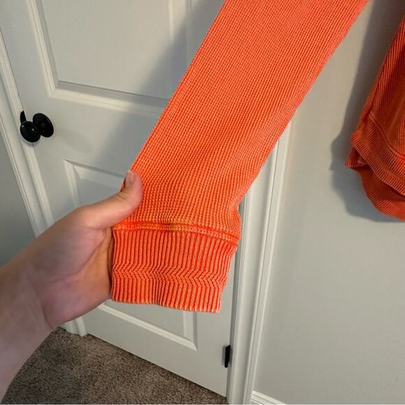 Soft Surroundings Pink Coral Textured Space Dye Cotton Waffle Long Sleeve Medium - Picture 13 of 14